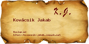 Kovácsik Jakab névjegykártya